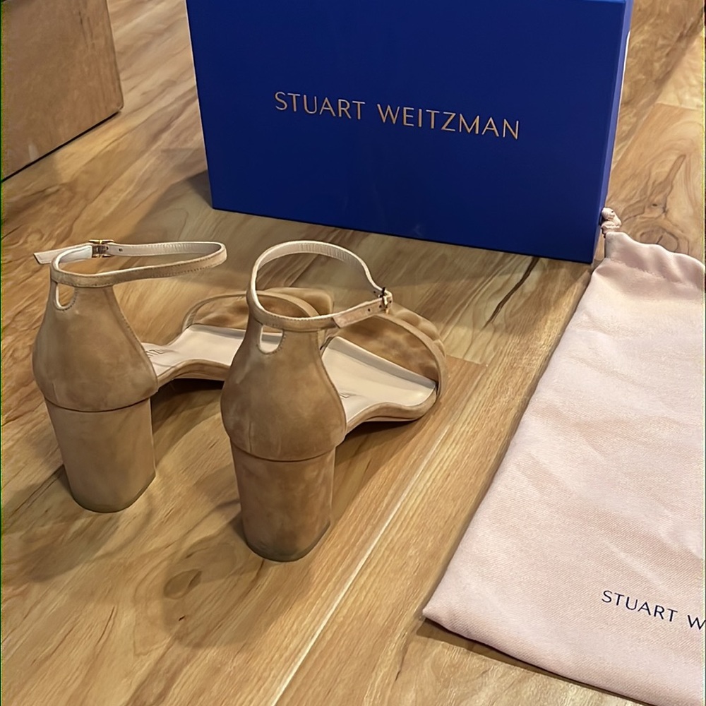 Stuart Weitzman Amelina Block Heel Suede Sandals - image 3